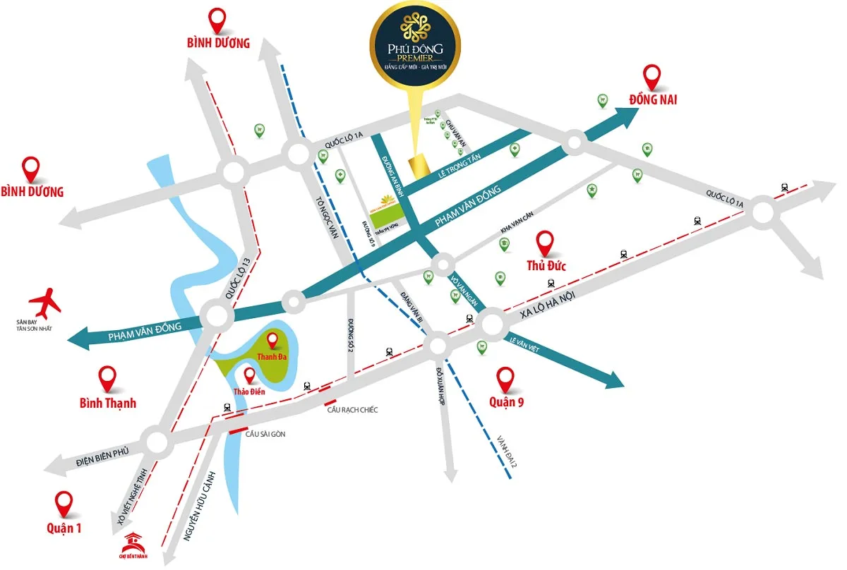 Bản đồ vị trí của chung cư căn hộ Phú Đông Premier