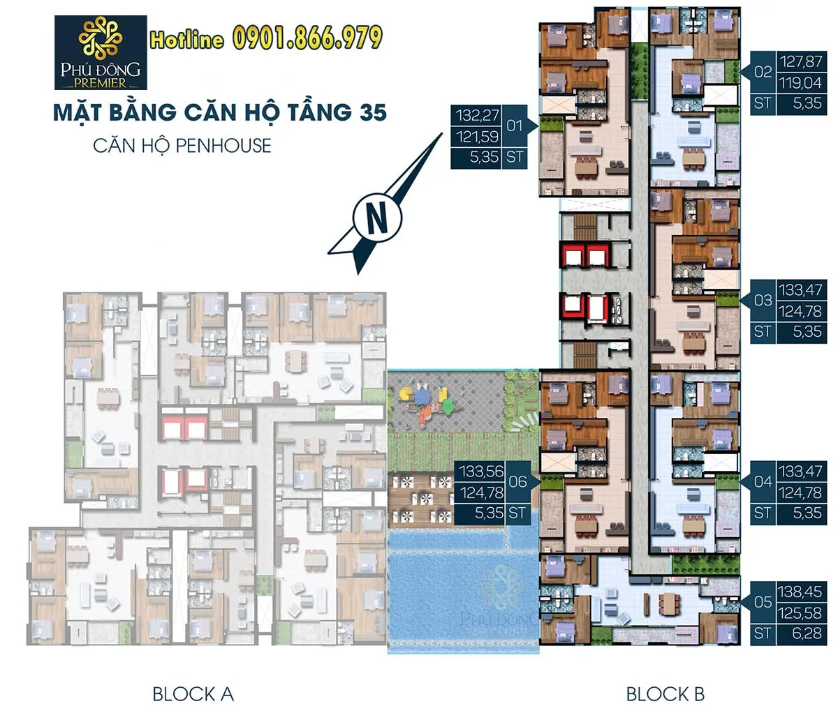 Mặt bằng mẫu Penhouse căn hộ Phú Đông Premier Block B