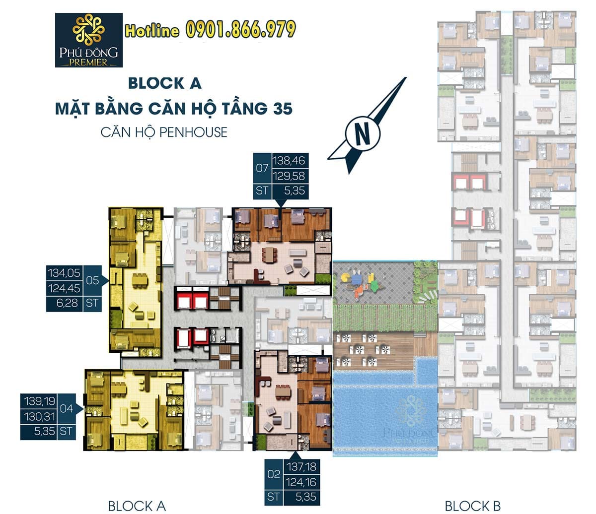 Mặt bằng Penhouse tầng 35 căn hộ phú đông premier Block A Mặt bằng Penhouse tầng 35 căn hộ phú đông premier Block A