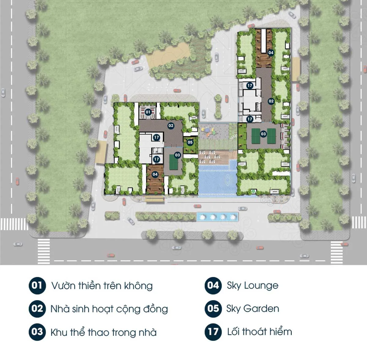 Sơ đố tiện ích căn hộ Phú Đông Premier ở sân thượng