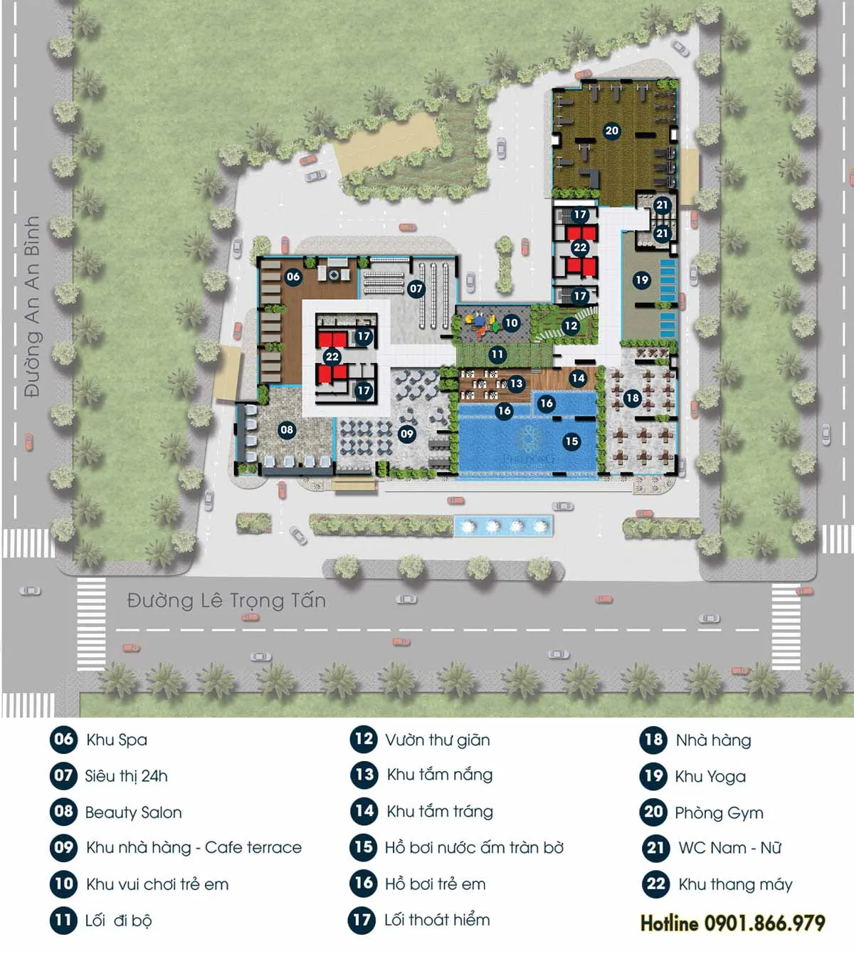 Sơ đồ tiện ích của khu căn hộ Phú Đông Premier