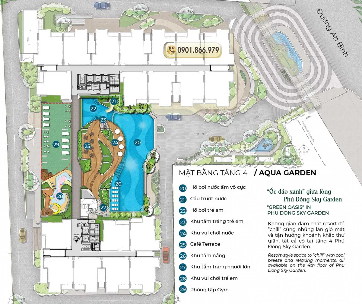 Mặt bằng tiện ích tầng 4 Phú Đông Sky Garden
