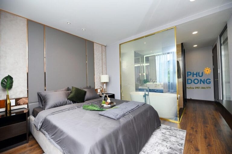Hình toàn cảnh phòng ngủ lớn của căn hộ Phú Đông Sky Garden