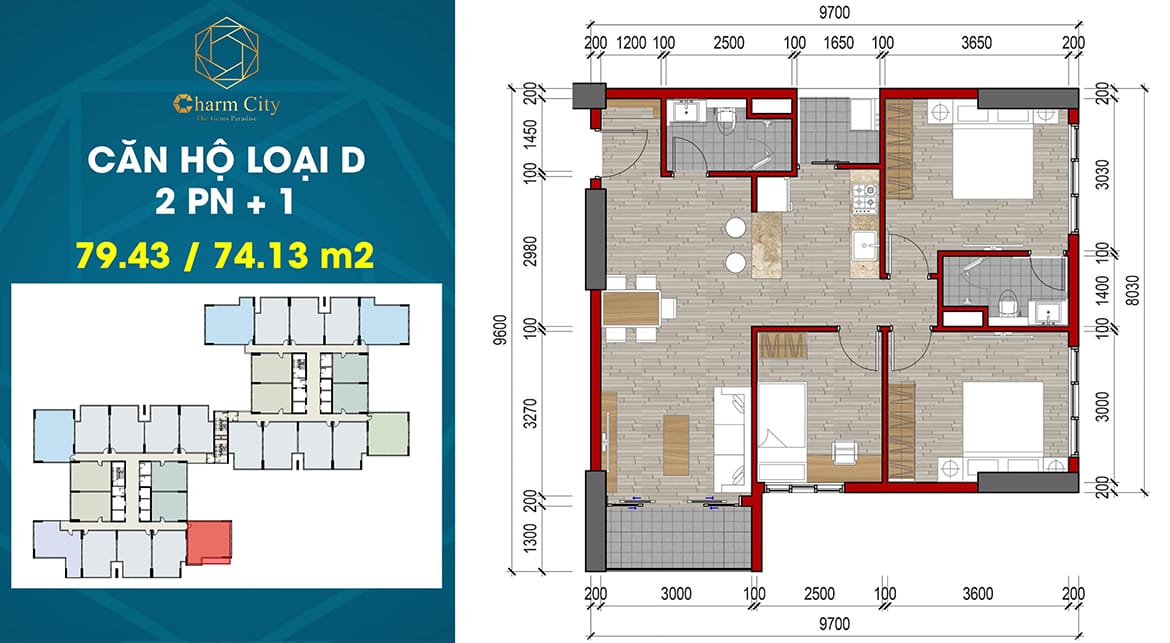 Thiết kế dự án căn hộ chung cư Charm City Dĩ An Bình Dương chủ đầu tư DCT Group