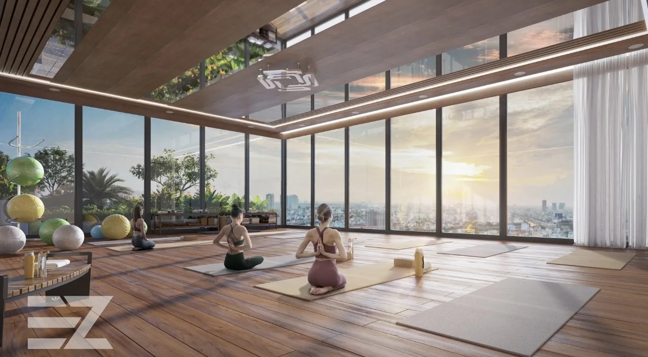 Phòng tập Gym với trang thiết bị hiện đại tại Phú Đông Sky One.