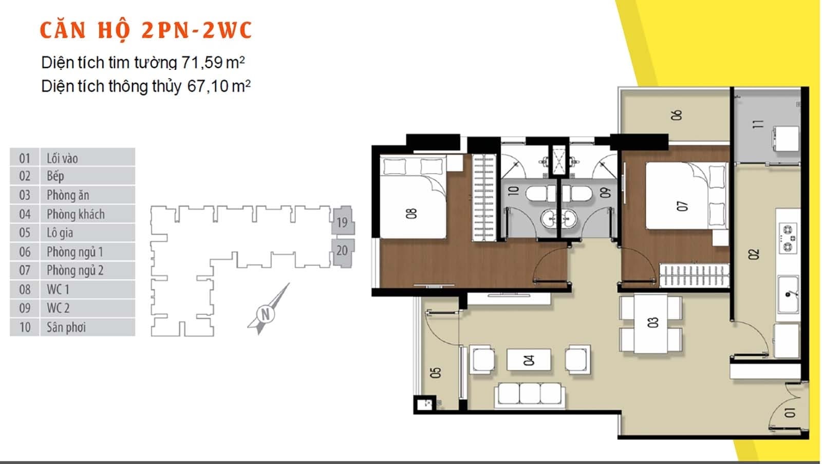 Layout thiết kế chi tiết căn hộ 71.59m² Him Lam Phú Đông. Layout thiết kế chi tiết căn hộ 71.59m² Him Lam Phú Đông.