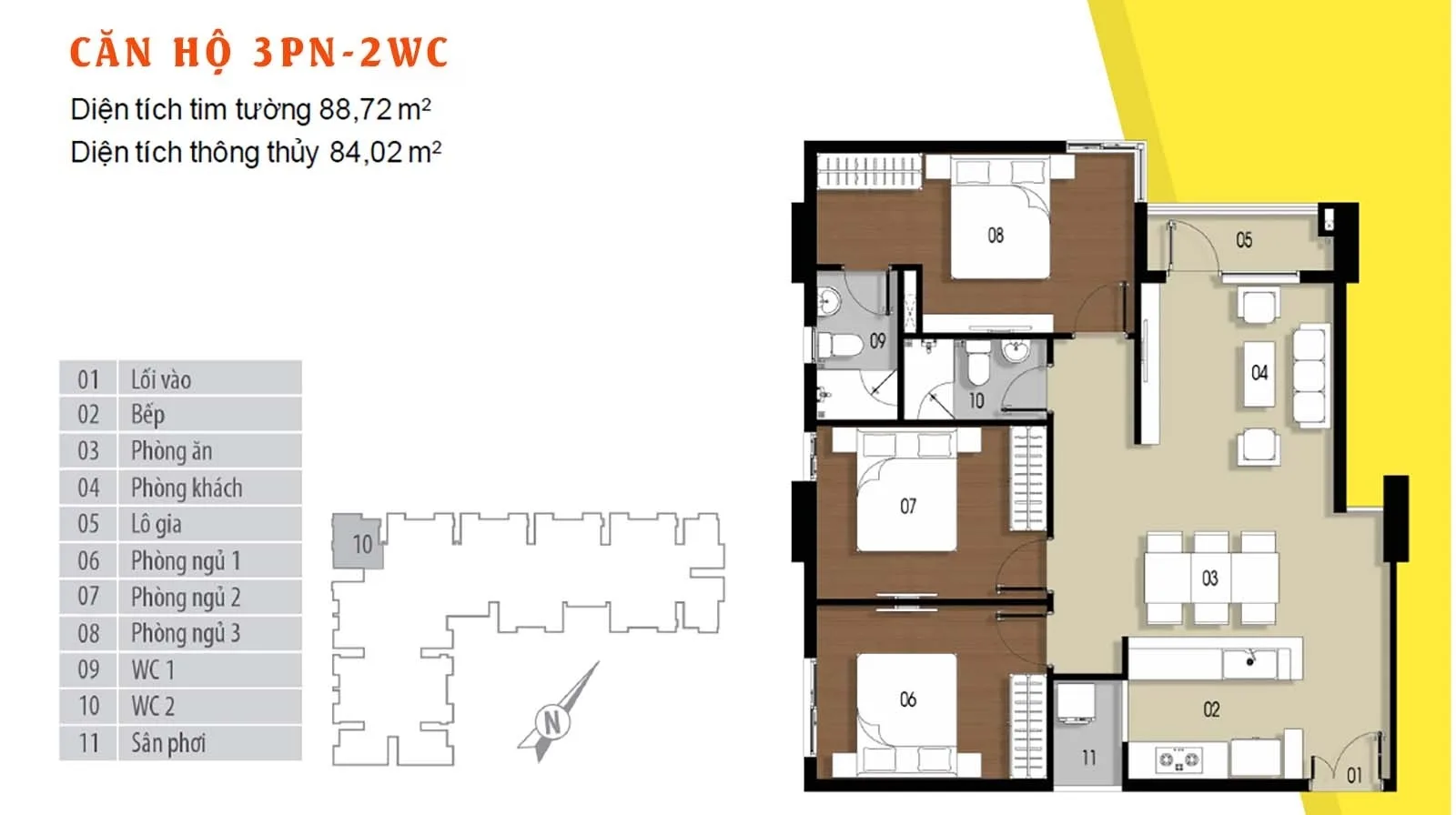 Layout thiết kế chi tiết căn hộ 88.72m² Him Lam Phú Đông.
