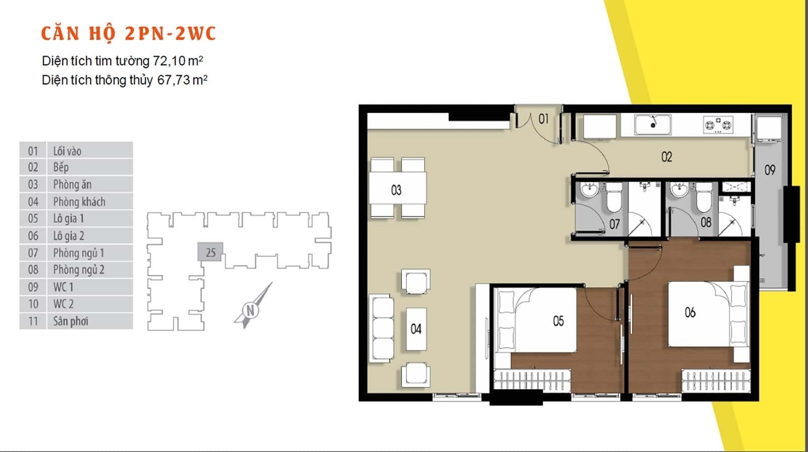 Layout thiết kế chi tiết căn hộ 72.10 m² Him Lam Phú Đông. Layout thiết kế chi tiết căn hộ 72.10 m² Him Lam Phú Đông.