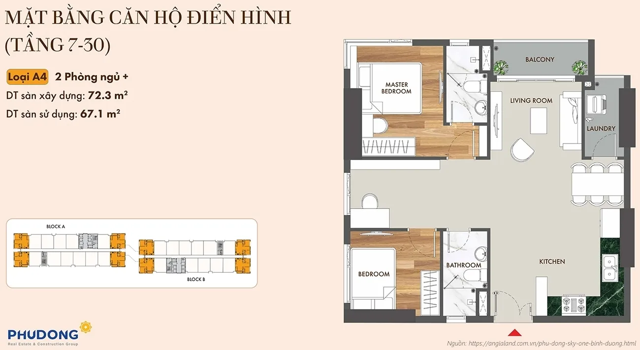 Layout tổng thể các loại căn hộ tại chung cư Phú Đông Sky One Dĩ An