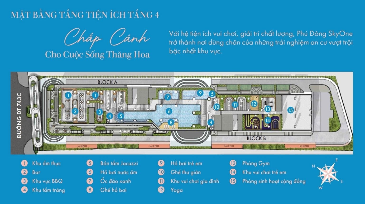 Mặt bằng tầng 4 của Phú Đông Sky One, nơi bố trí nhiều tiện ích chung. Mặt bằng tầng 4 của Phú Đông Sky One, nơi bố trí nhiều tiện ích chung.