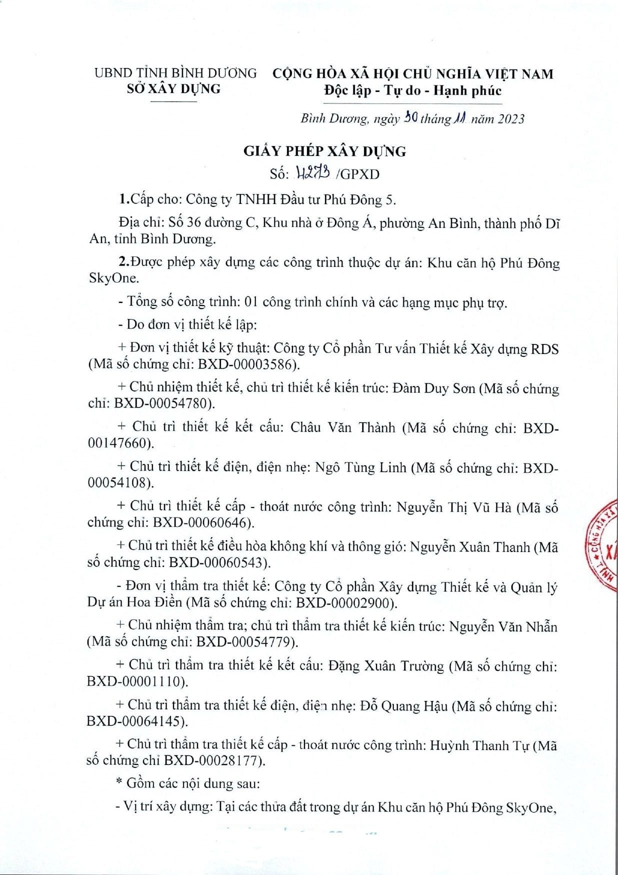 Giấy phép xây dựng 4723 Phú Đông SkyOne