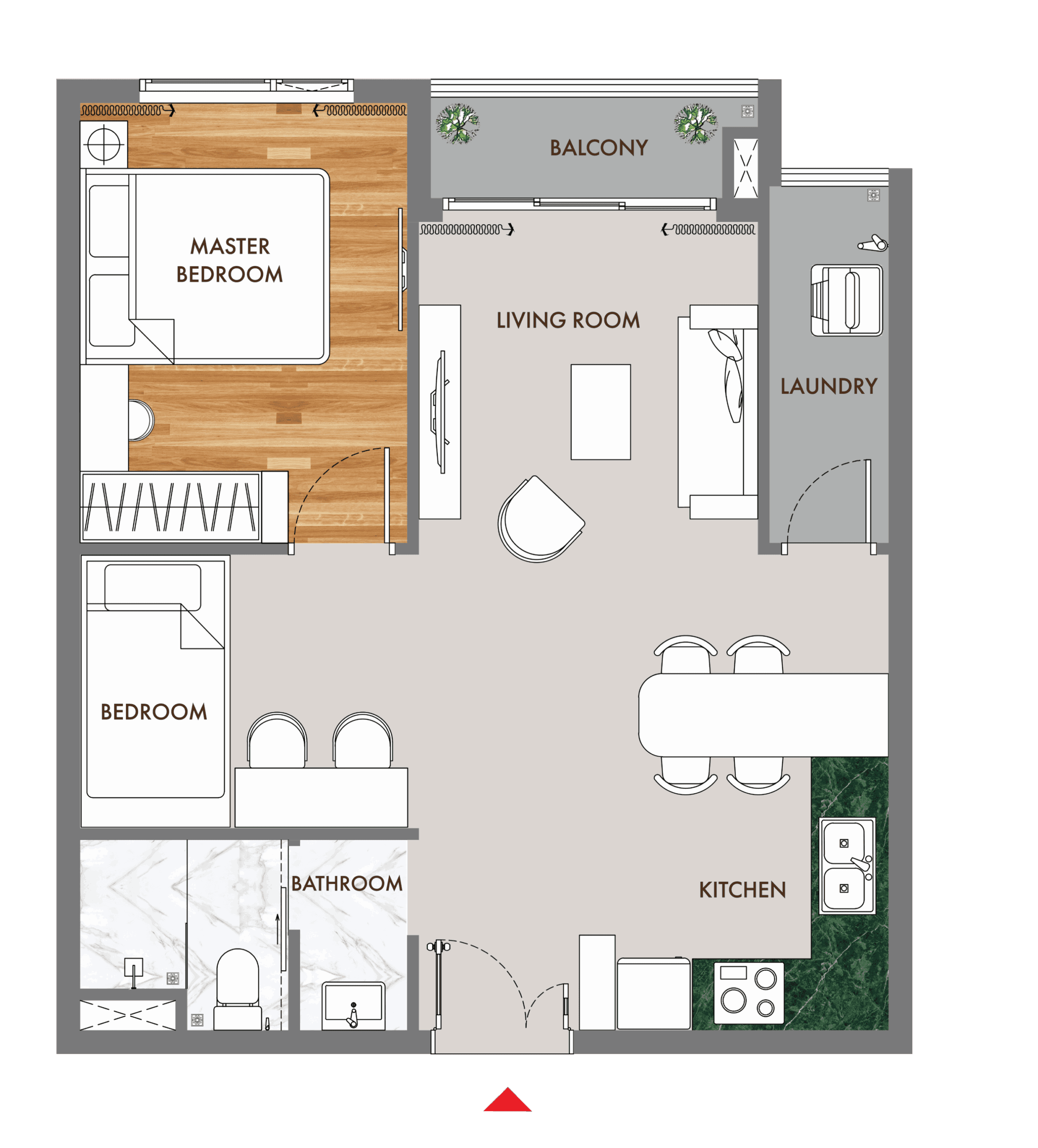 Layout chi tiết căn hộ loại A1 Phú Đông Sky One