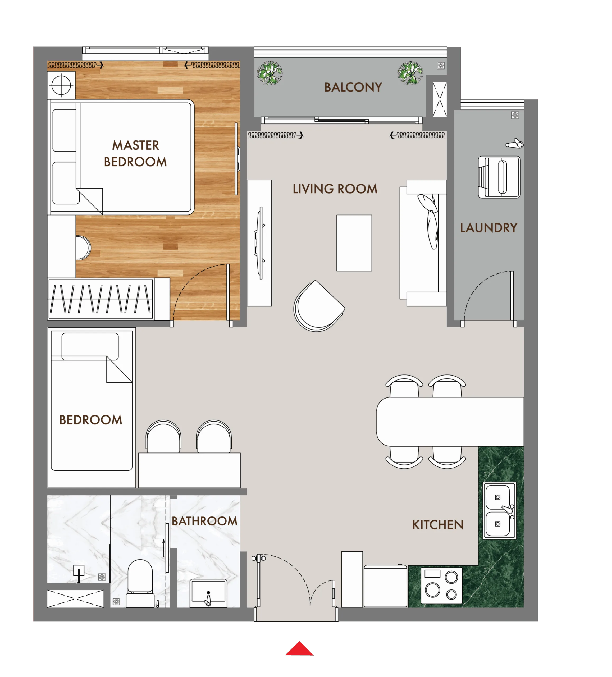 Layout chi tiết căn hộ loại A1 Phú Đông Sky One