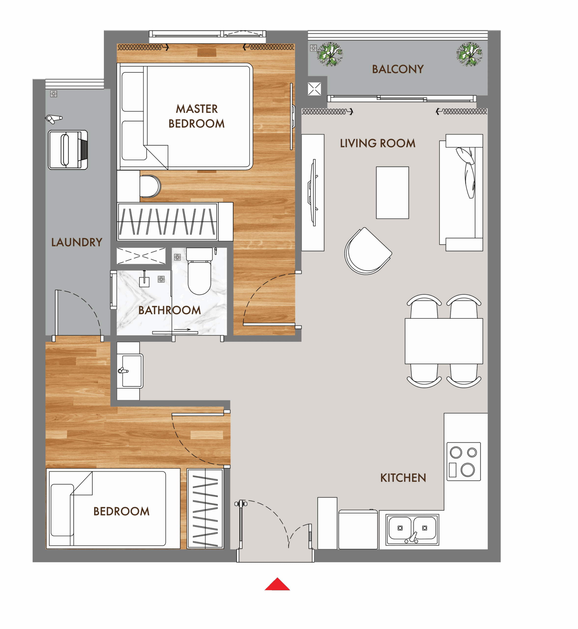 Layout chi tiết căn hộ loại A2 Phú Đông Sky One