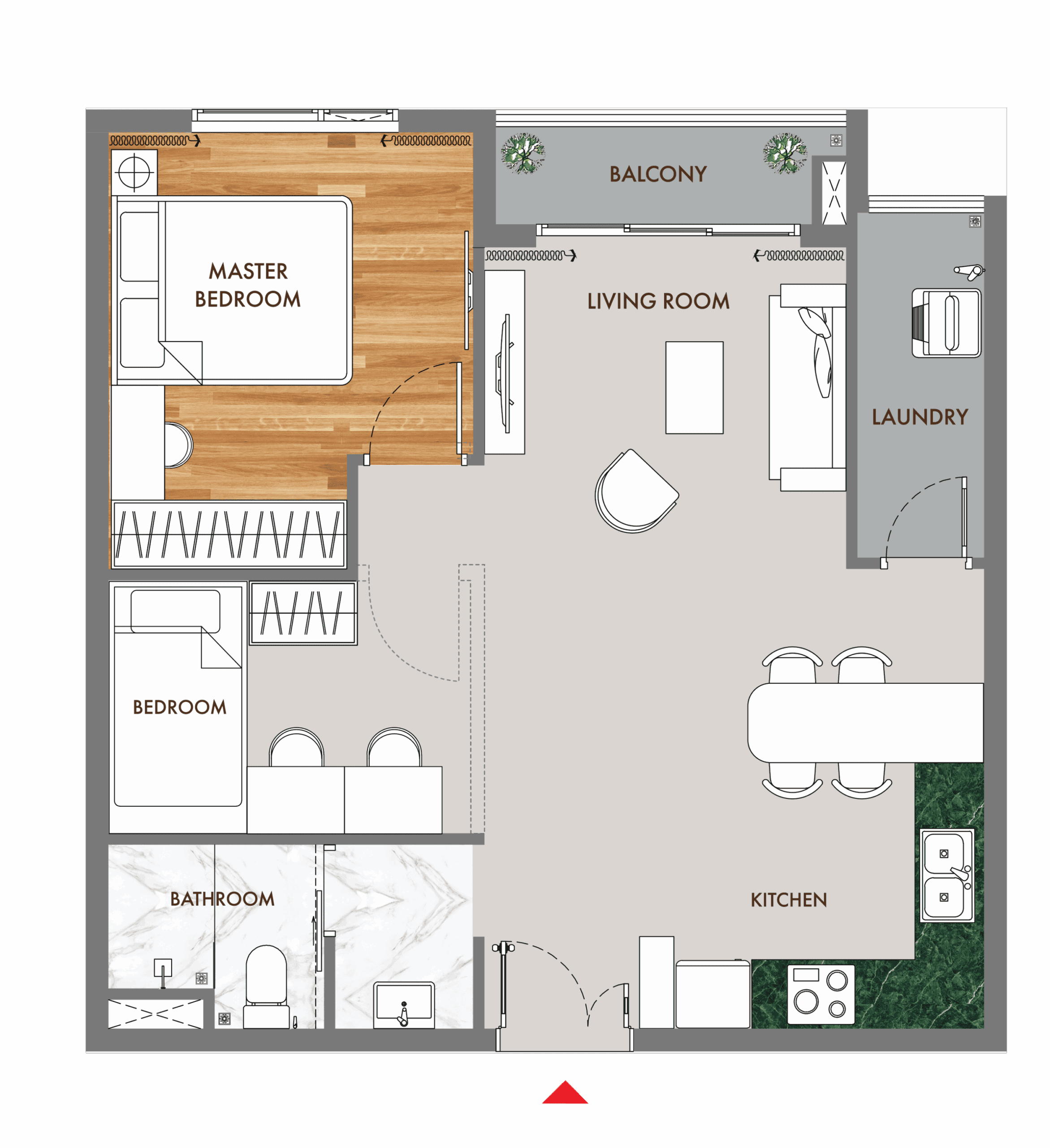 Layout chi tiết căn hộ loại A3 Phú Đông Sky One