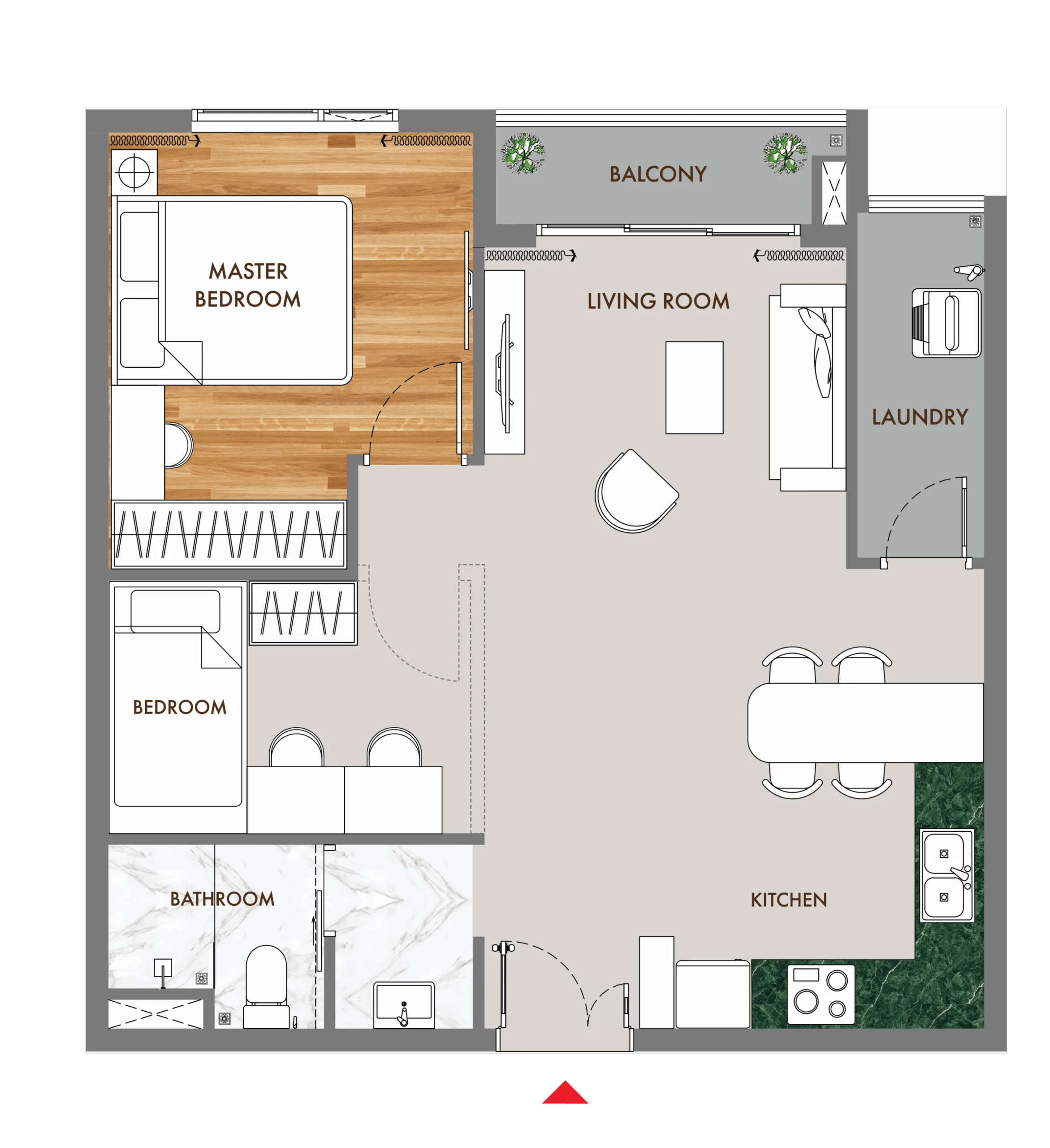 Layout chi tiết căn hộ loại A3 Phú Đông Sky One