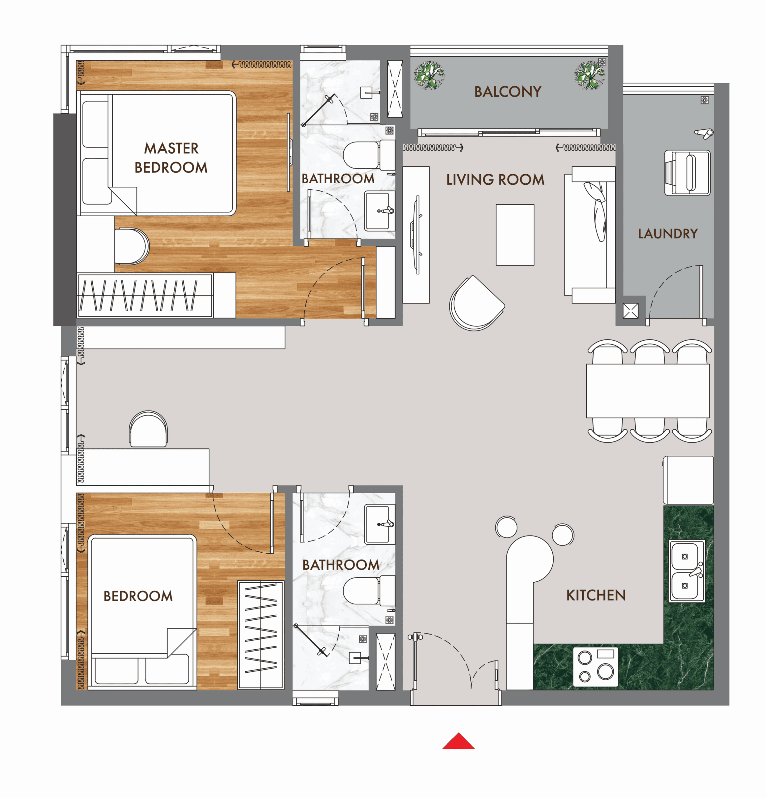 Layout chi tiết căn hộ loại B Phú Đông Sky One