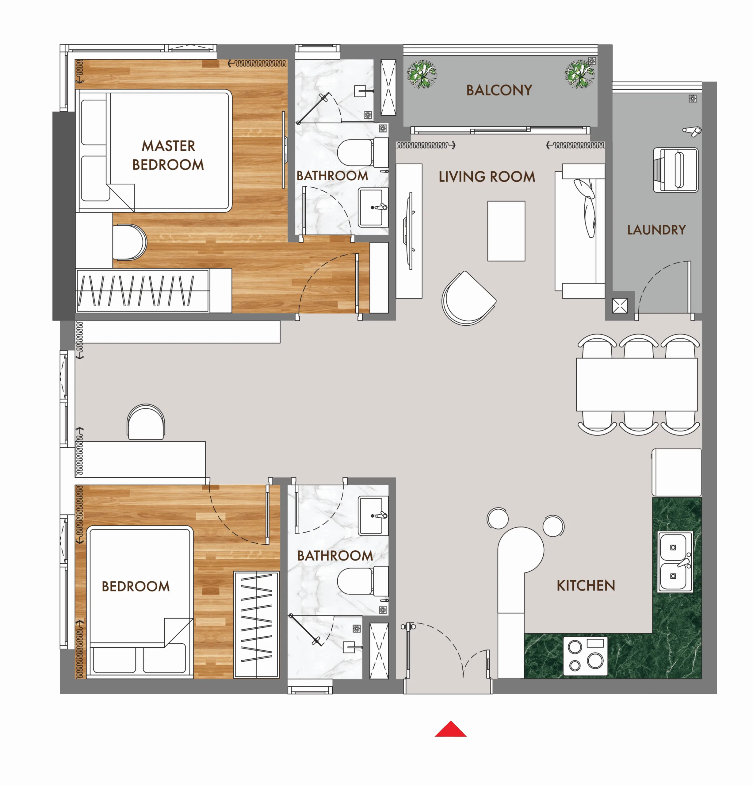Layout chi tiết căn hộ loại B Phú Đông Sky One