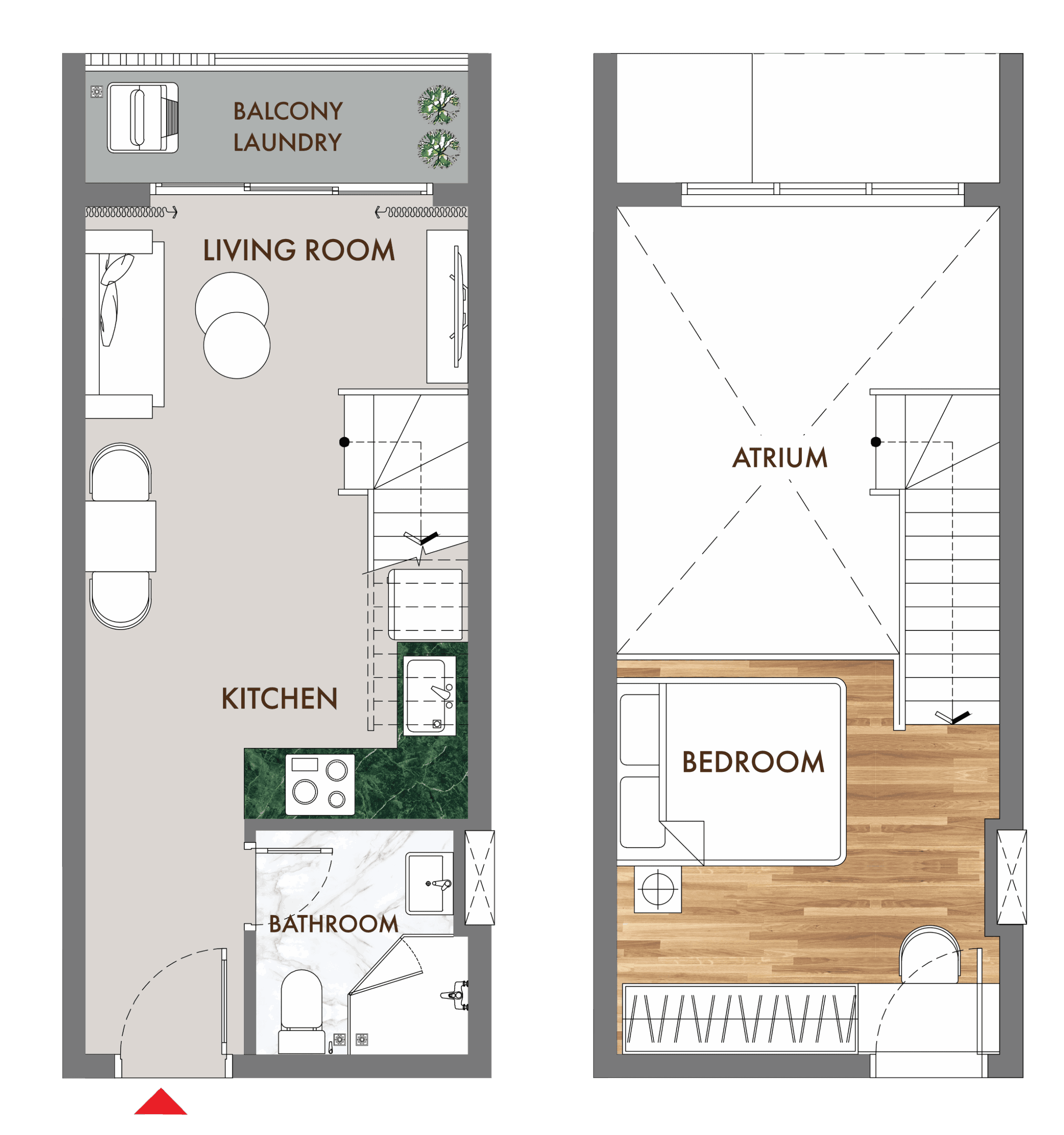 Layout chi tiết căn hộ Duplex F1 Phú Đông Sky One