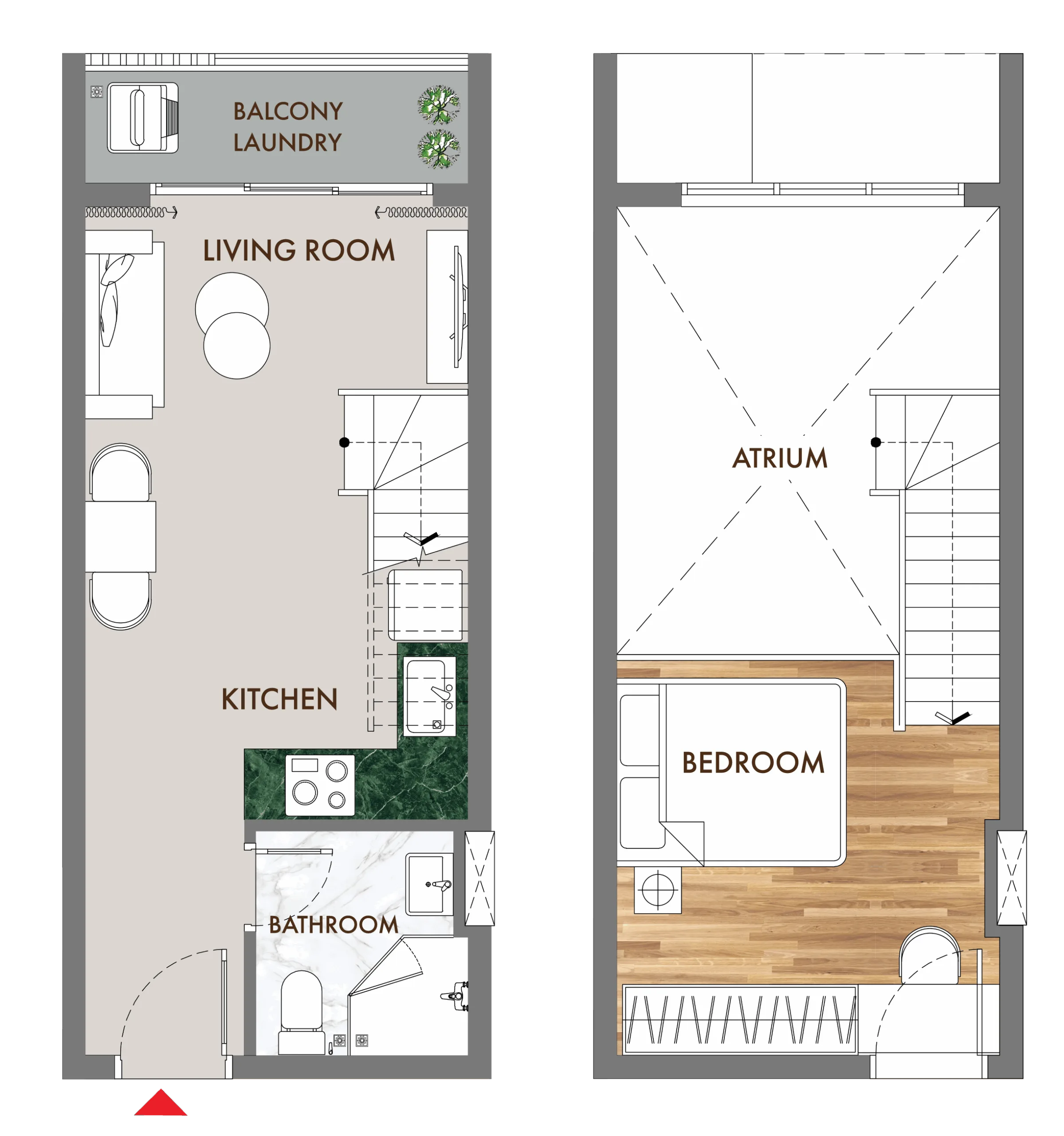Layout chi tiết căn hộ Duplex F1 Phú Đông Sky One