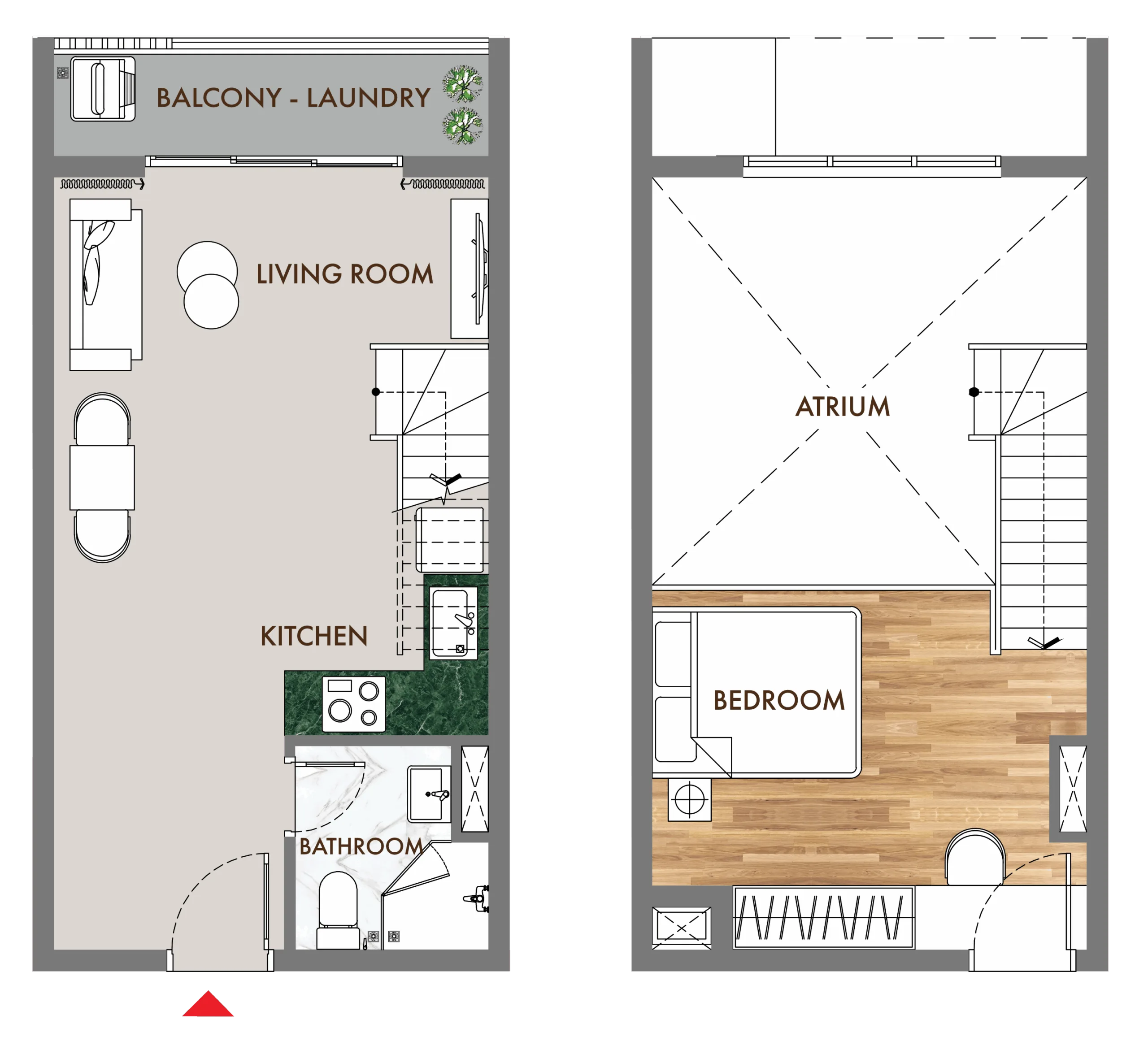 Layout chi tiết căn hộ Duplex F2 Phú Đông Sky One