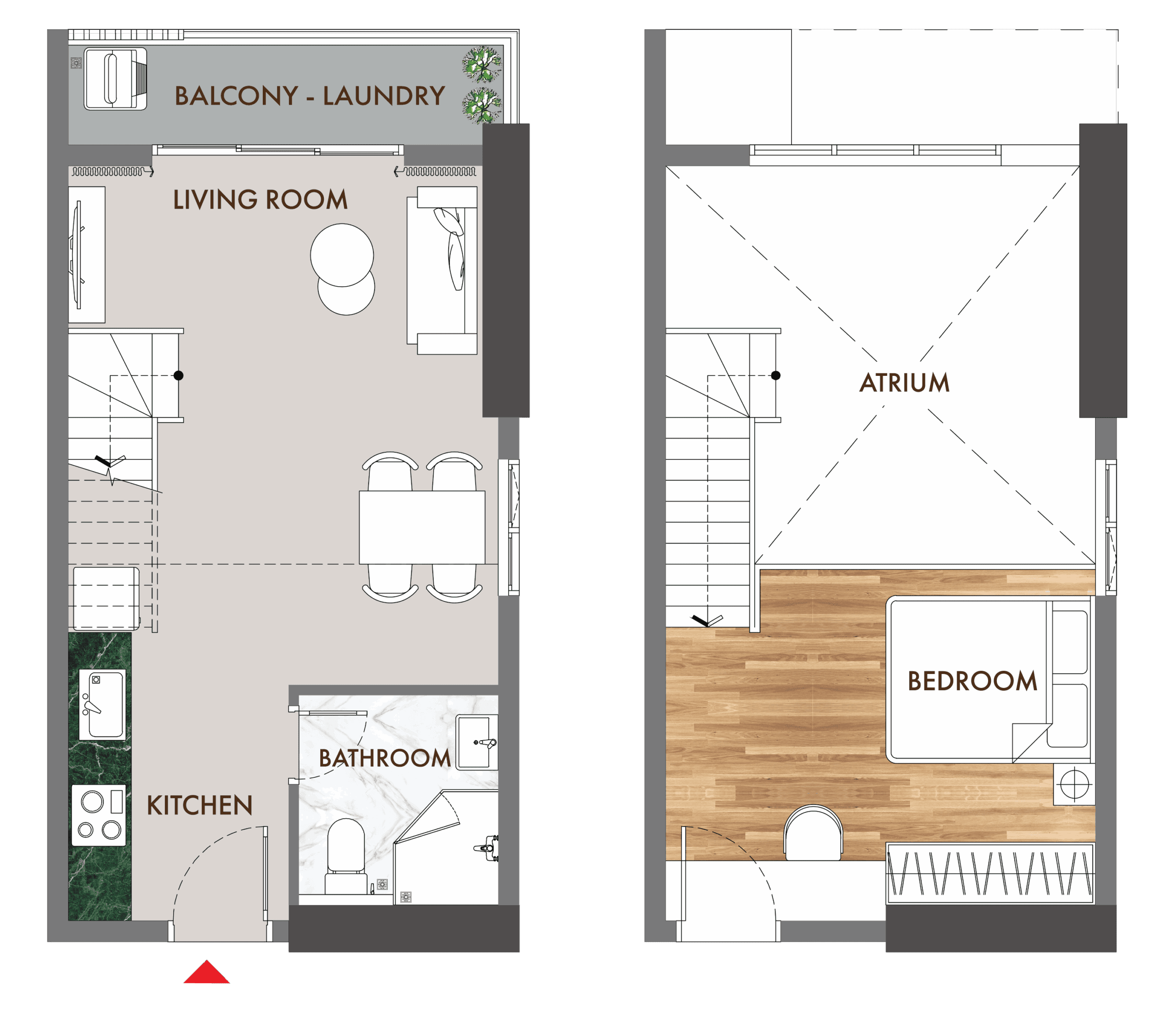 Layout chi tiết căn hộ Duplex F3 F4 Phú Đông Sky One