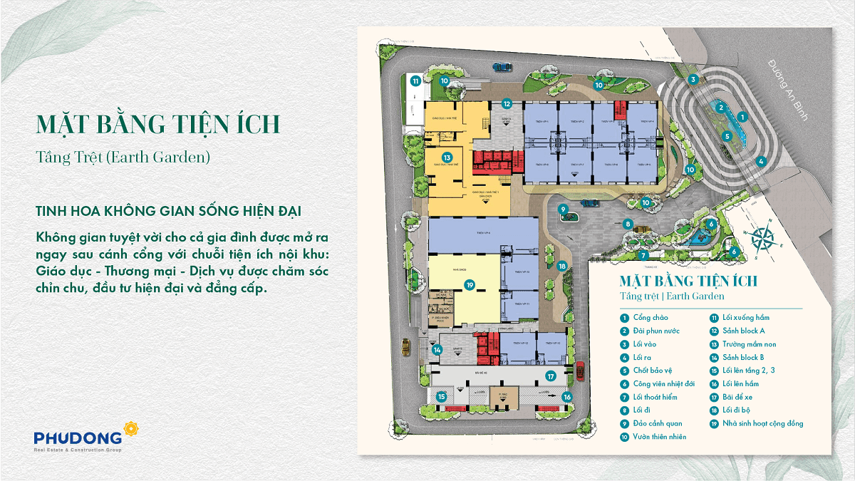 Mặt bằng hệ thống tiện ích tầng 1 Phú Đông Sky Garden