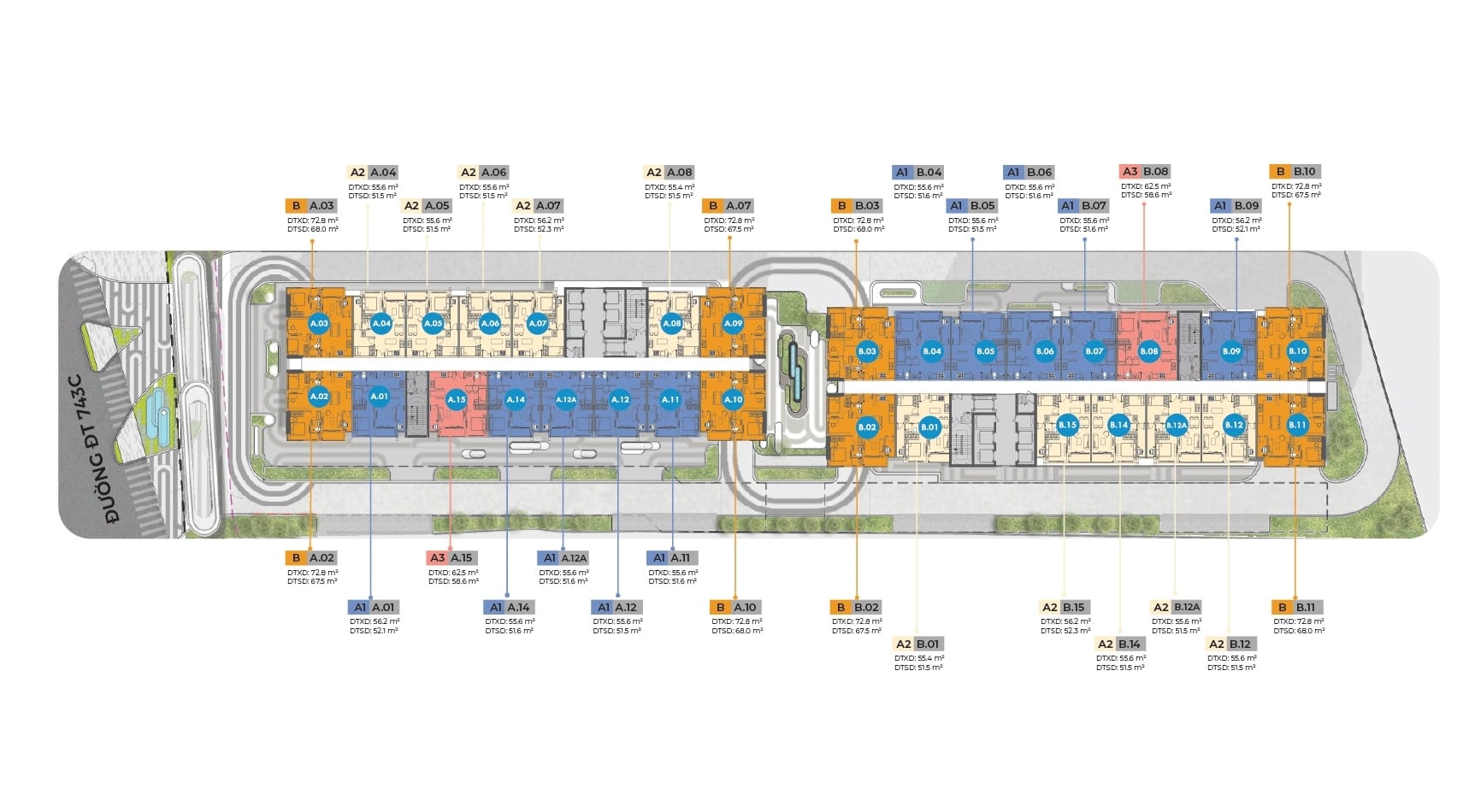 Mặt bằng tầng 7-30 dự án Phú Đông Sky One