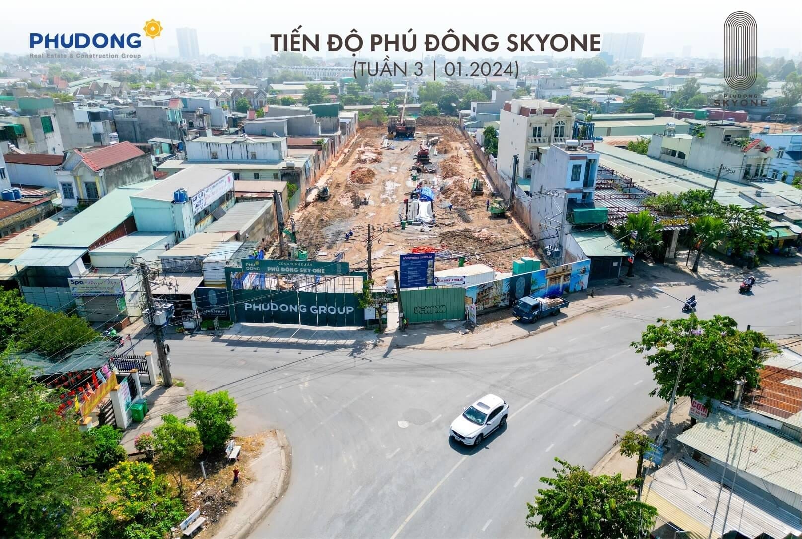 Hình ảnh thực tế tiến độ dự án Phú Đông SkyOne tháng 3 2024